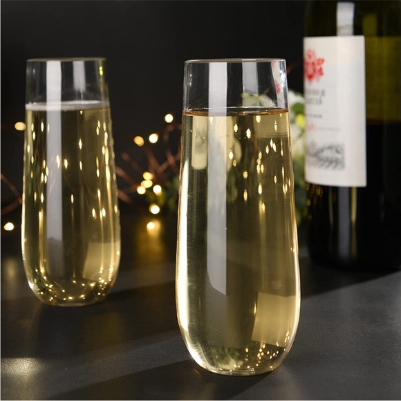 🆕 Stemless Glass Champagne Flutes, Set of Two Glasses, Party Holidays New Year - Picture 3 of 13